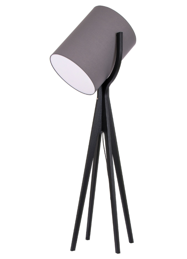 Lampadaire de salon bois noir et abat jour gris design  - Shootinga