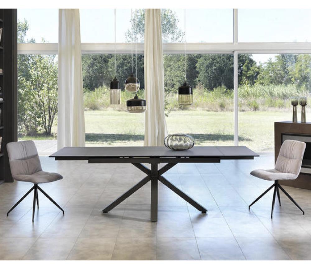 Table céramique extensible gris foncé pieds métal - Souffle d'intérieur