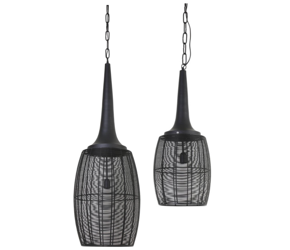 Lot de 2 lustres en métal noir mat H80cm EXPOSITION - ARDELLA