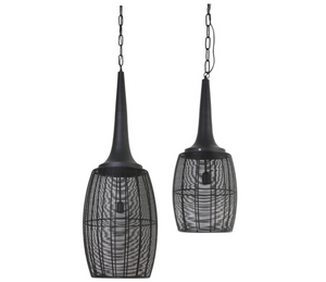 Lot de 2 lustres en métal noir mat H80cm EXPOSITION - ARDELLA