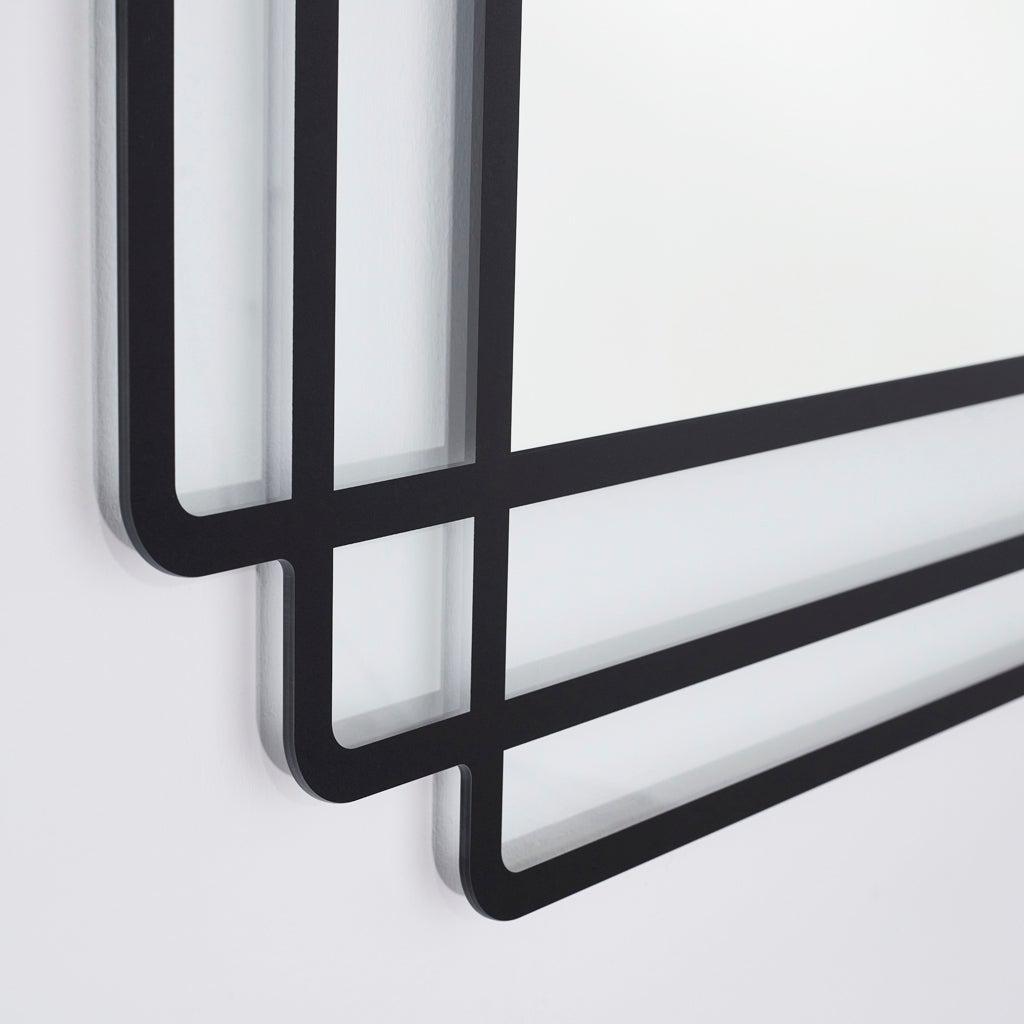 Miroir mural design moderne carré contour noir 92cm x 92cm - Jessy