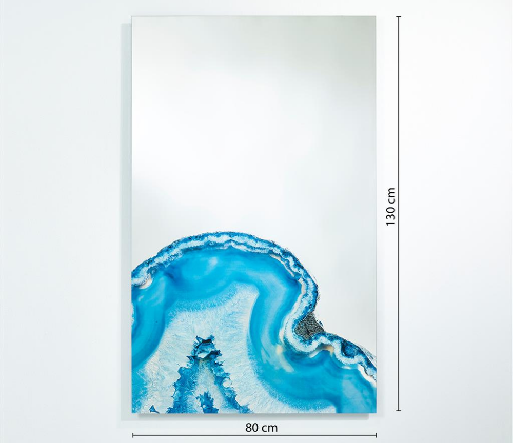 Miroir mural rectangulaire Genny – détail partie inférieure motif bleu
