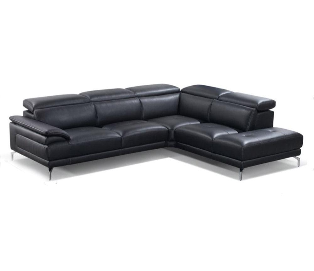 Canapé d'angle gris foncé en cuir design confortable - Amona