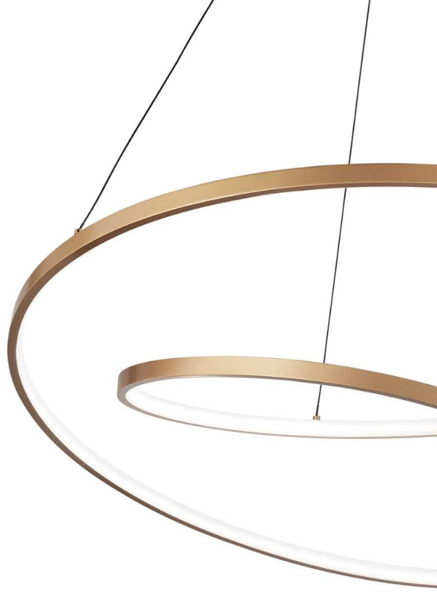 Suspension lustre led design cuivré en cercle  - SOUFFLE D'intérieur