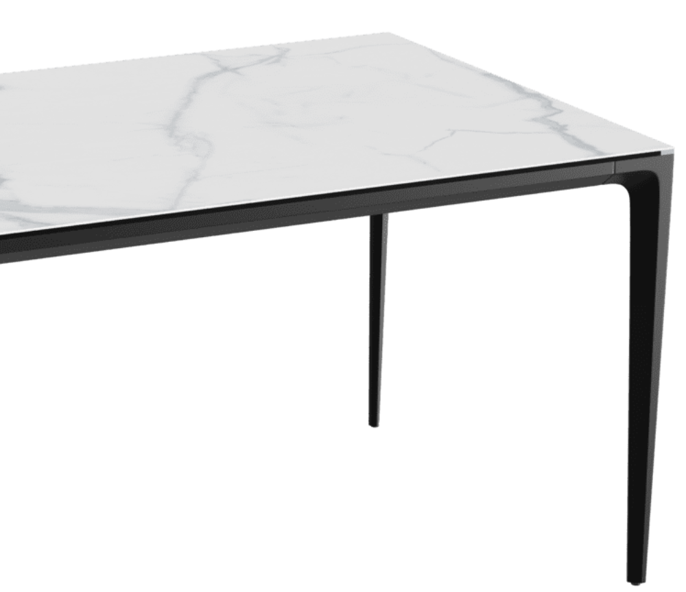 Table céramique rectangulaire fixe marbre blanc - Valenciana