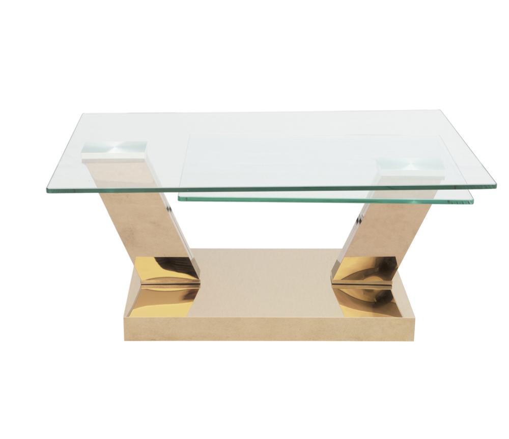 Table basse verre moderne  pivotante pied doré - Souffle d'intérieur