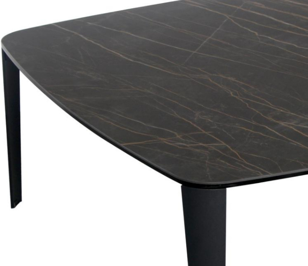 Table basse carré céramique marbre gris gold design - Larson