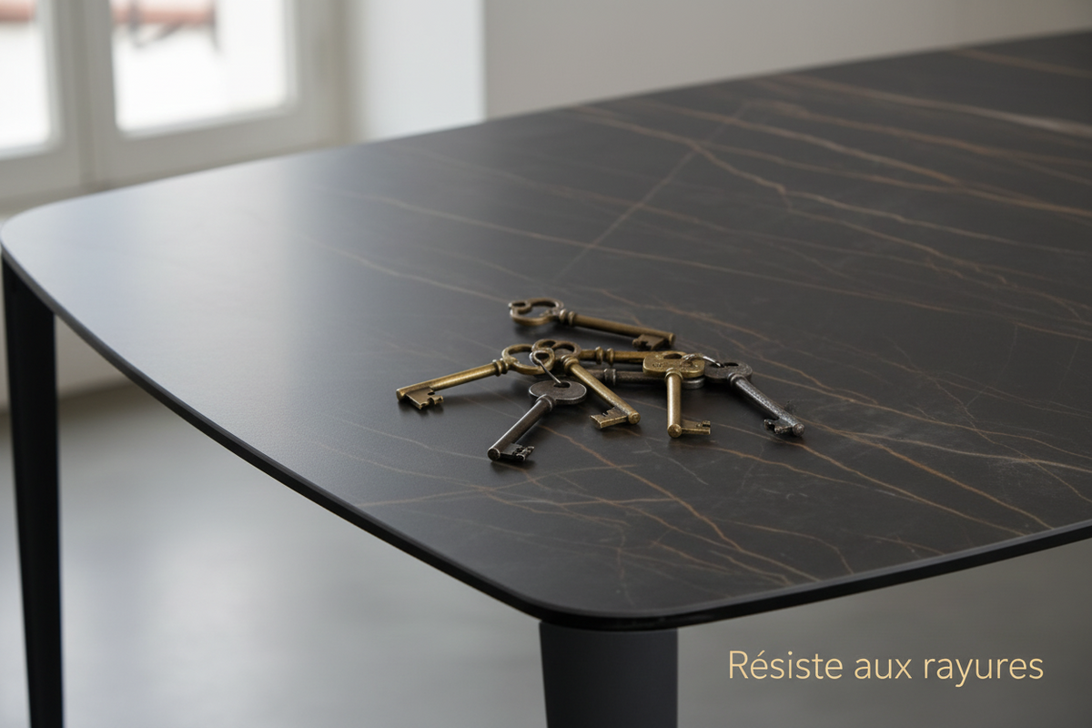 Plateau céramique noir veiné or de la table basse Larson