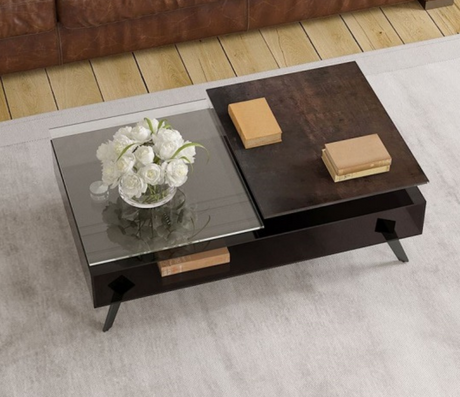  Table de salon en verre rectangulaire design  - Souffle d'intérieur