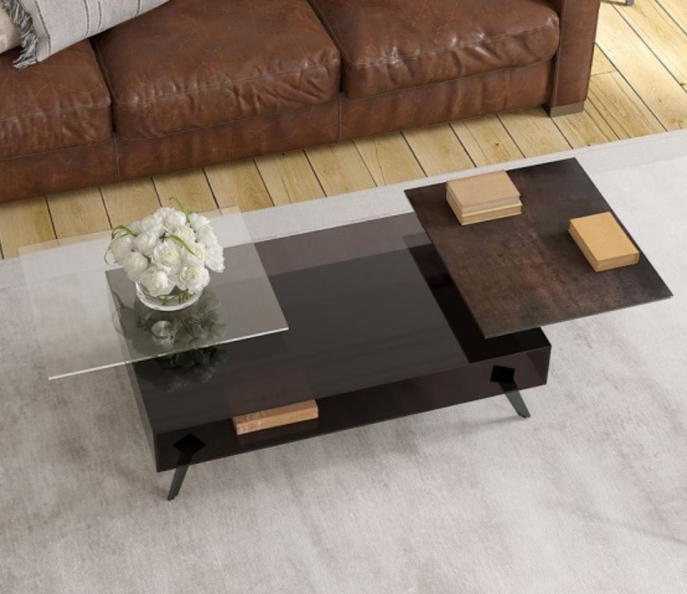 Table de salon en verre rectangulaire design  - Souffle d'intérieur