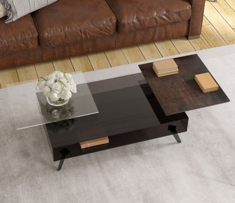  Table de salon en verre rectangulaire design  - Souffle d'intérieur