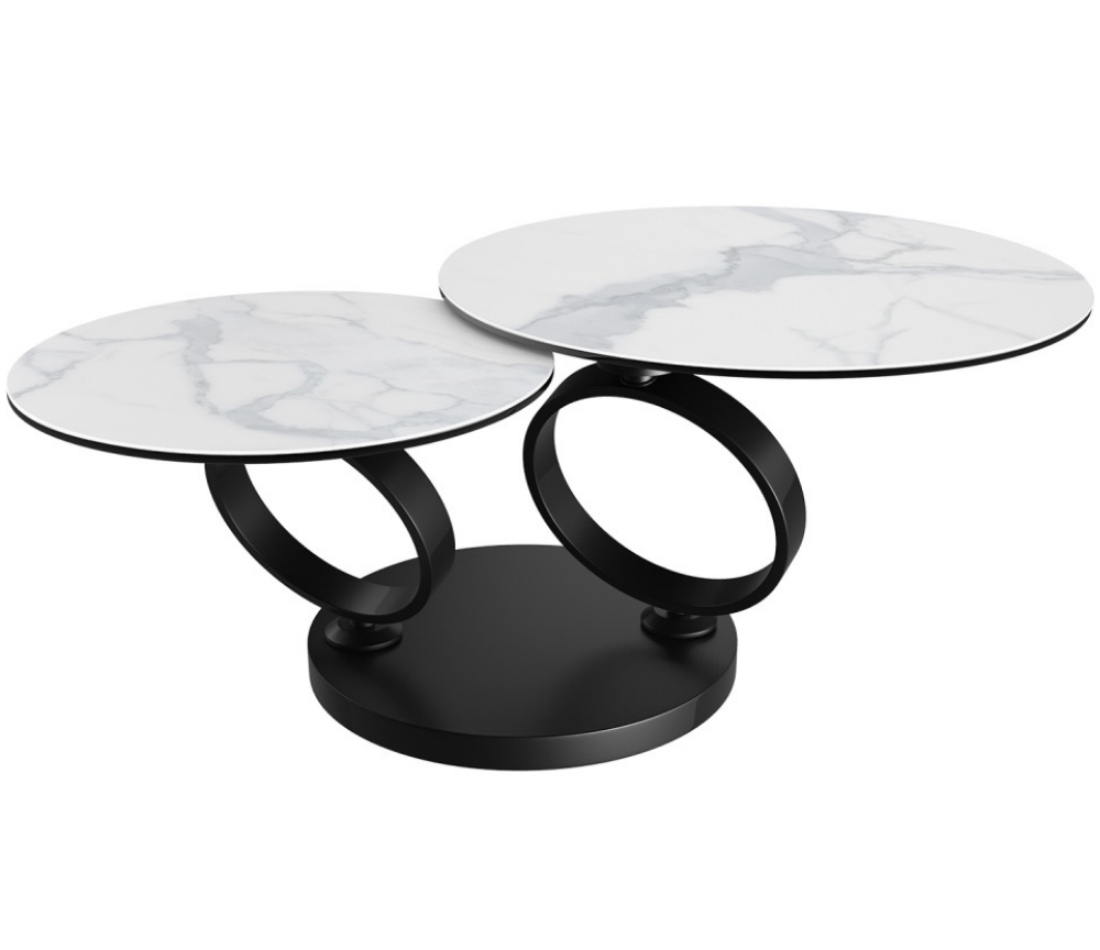 Table basse céramique marbre clair contemporaine ronde - Souffle d'intérieur