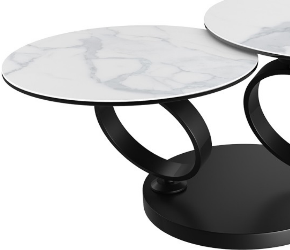 Table basse céramique marbre clair contemporaine ronde - Souffle d'intérieur