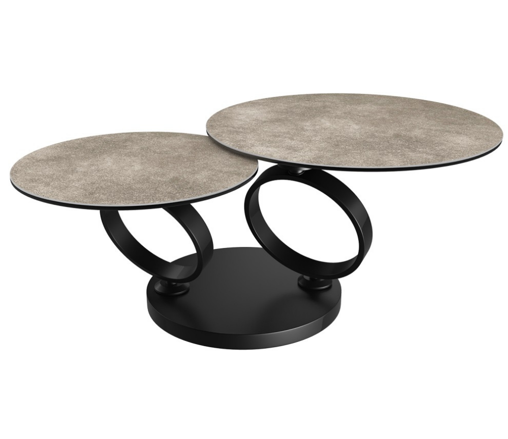 Table basse céramique pivotante ronde taupe design - Souffle d'intérieur