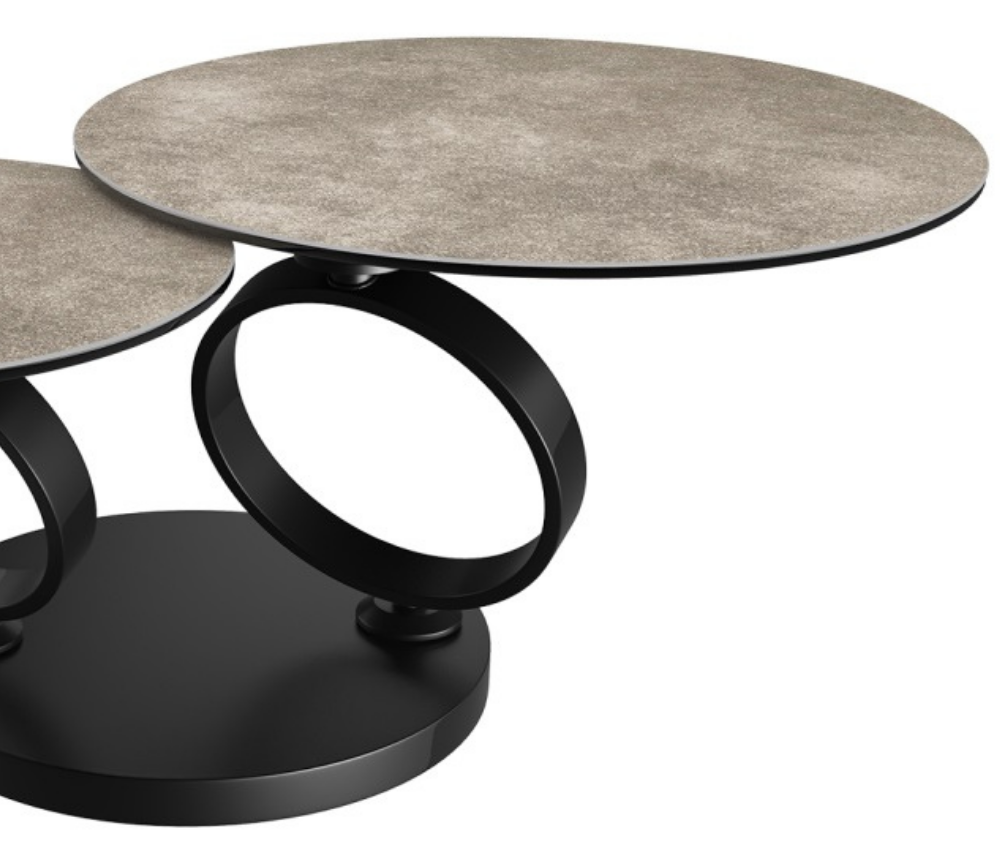 Table basse céramique pivotante ronde taupe design - Souffle d'intérieur