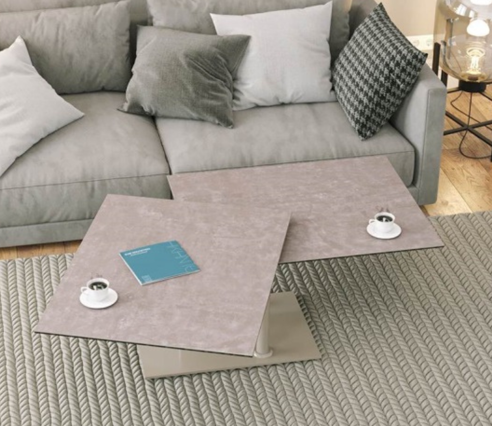 table de salon basse céramique taupe contemporaine - Souffle d'intérieur 