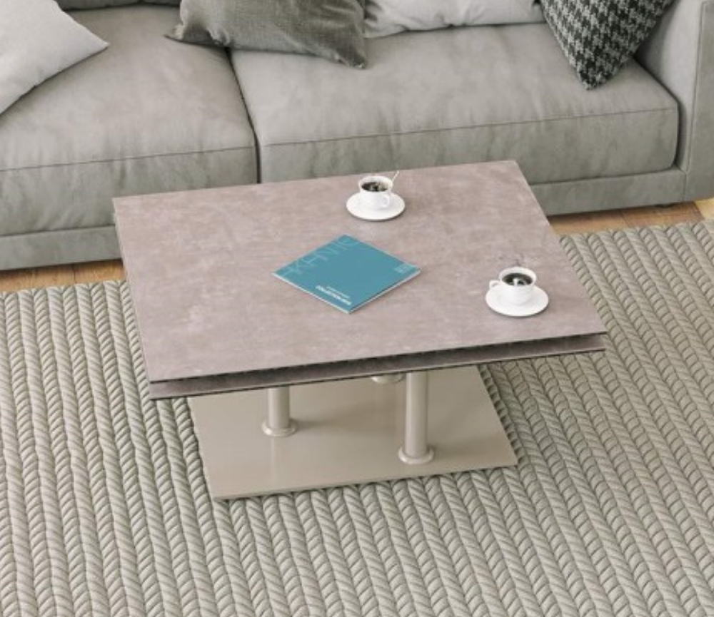 table de salon basse céramique taupe contemporaine - Souffle d'intérieur 