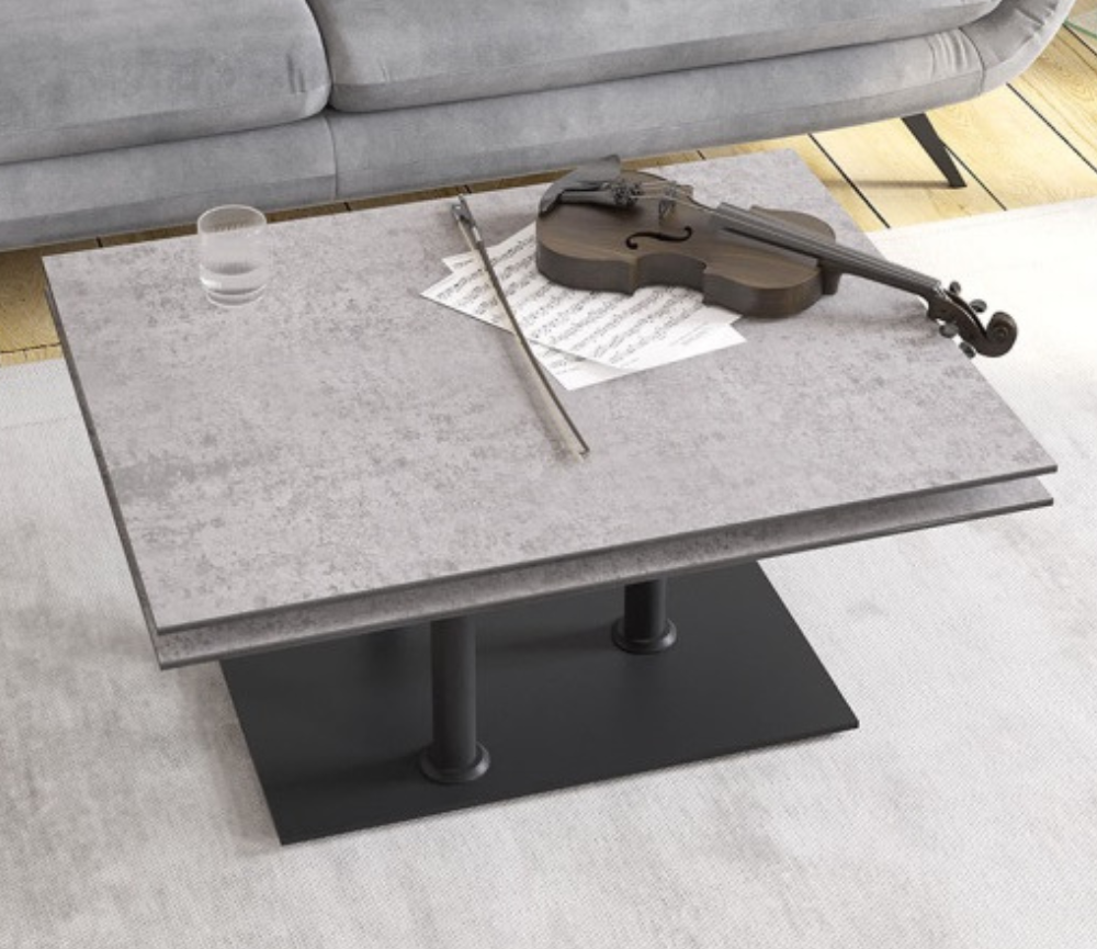 table de salon basse céramique pivotante silver moderne - Souffle d'intérieur