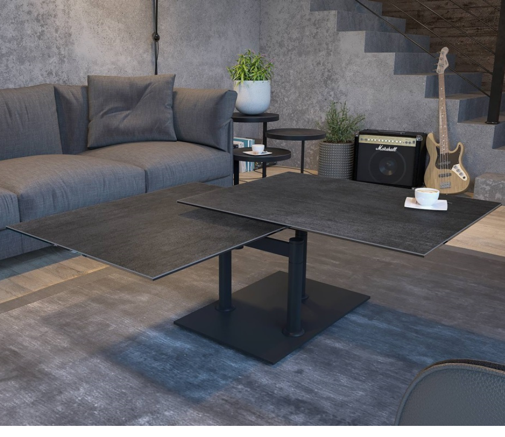 Table de salon basse céramique titane rectangulaire - Oprha