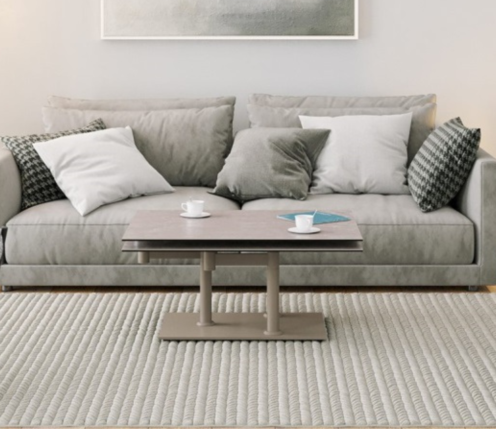 table de salon basse céramique taupe contemporaine - Souffle d'intérieur 