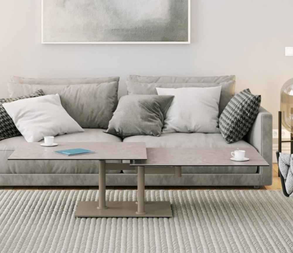 table de salon basse céramique taupe contemporaine - Souffle d'intérieur 