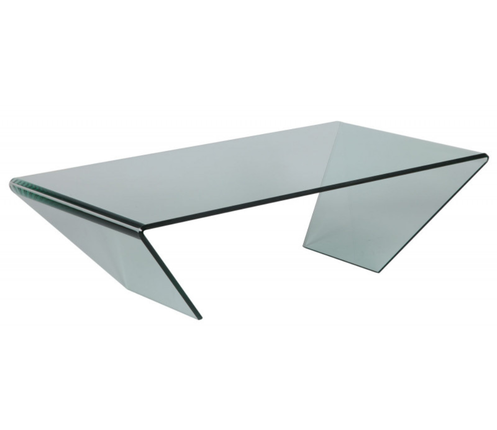 Table basse en verre trempé rectangulaire courbé - Kidsy