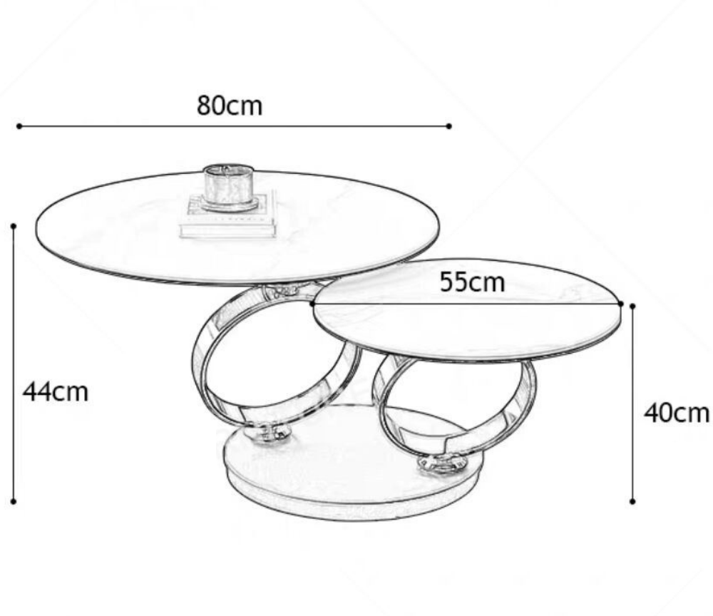 Table basse verre transparent design ronde pivotante pied métal or - Olivia