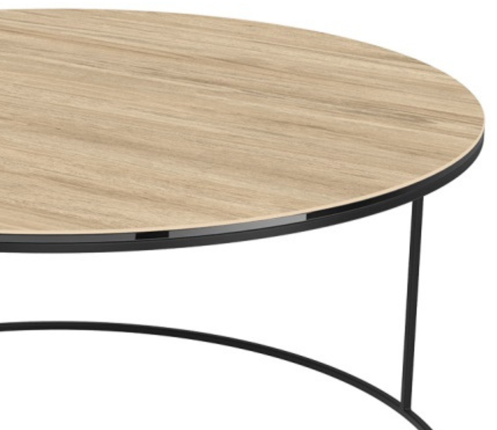Table basse gigogne ronde céramique bois design - Vitaly