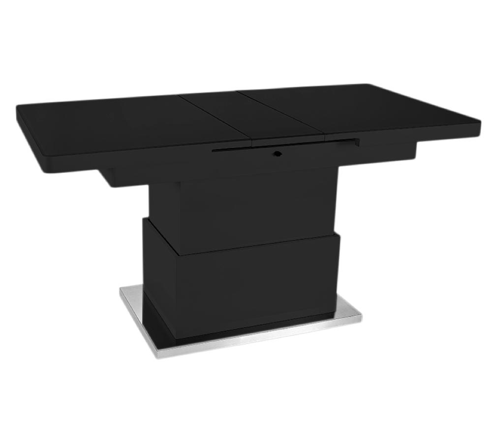 Table basse transformable en table haute en verre noir