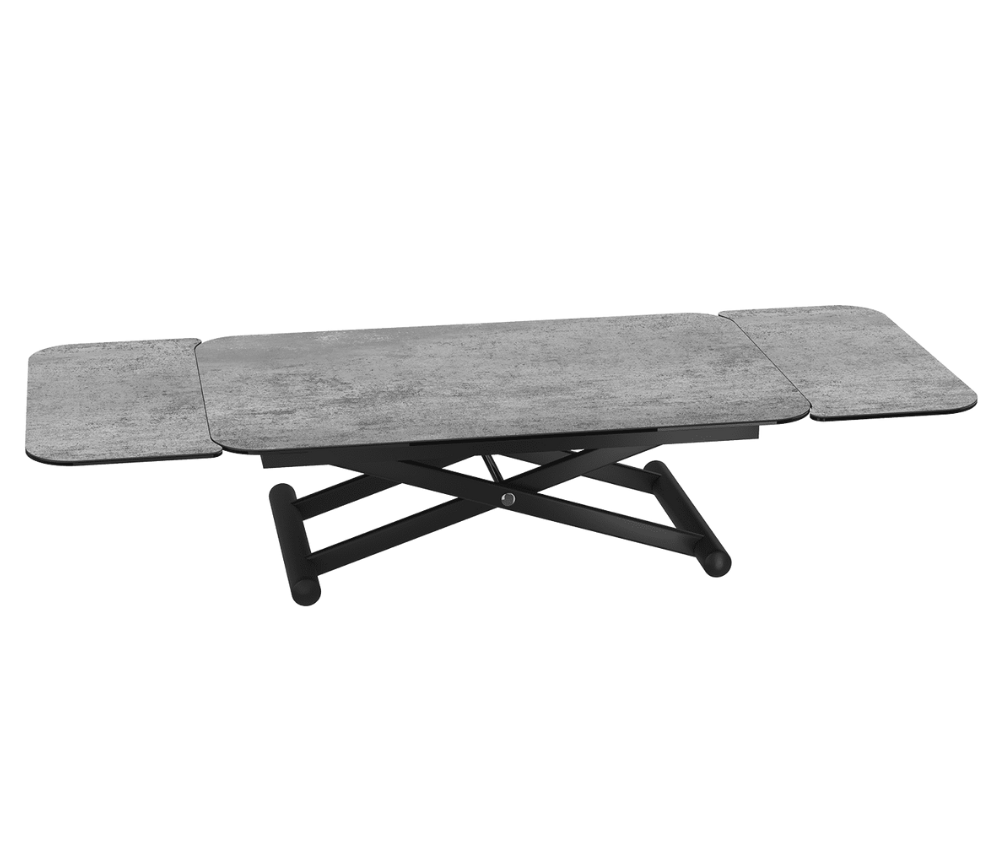 Table basse relevable extensible multifonction céramique gris silver - Enola