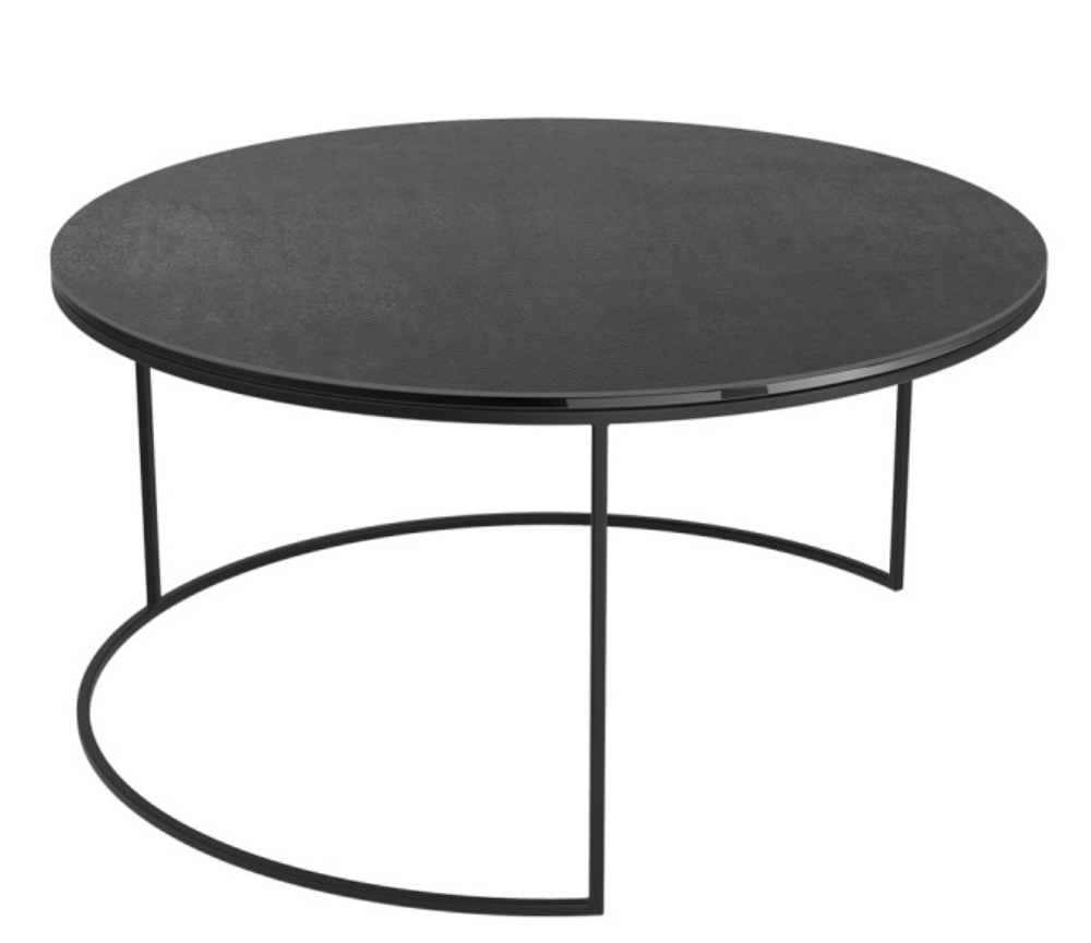 Table basse ronde en céramique design gigogne gris titane - Vitaly