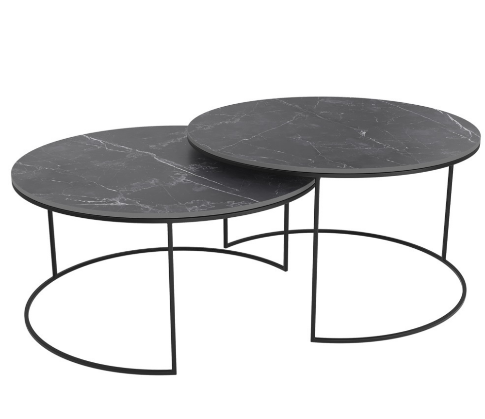 Table basse ronde céramique gris foncé design - Souffle d'intérieur 