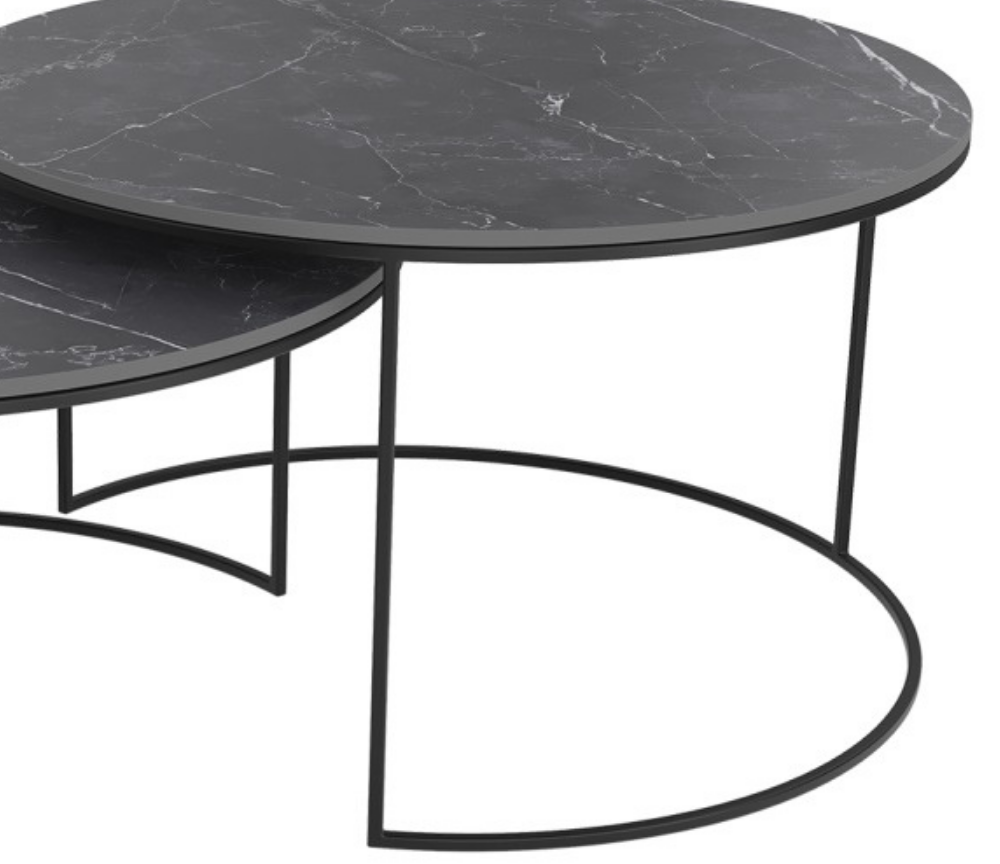 Table basse ronde céramique gris foncé design - Souffle d'intérieur 