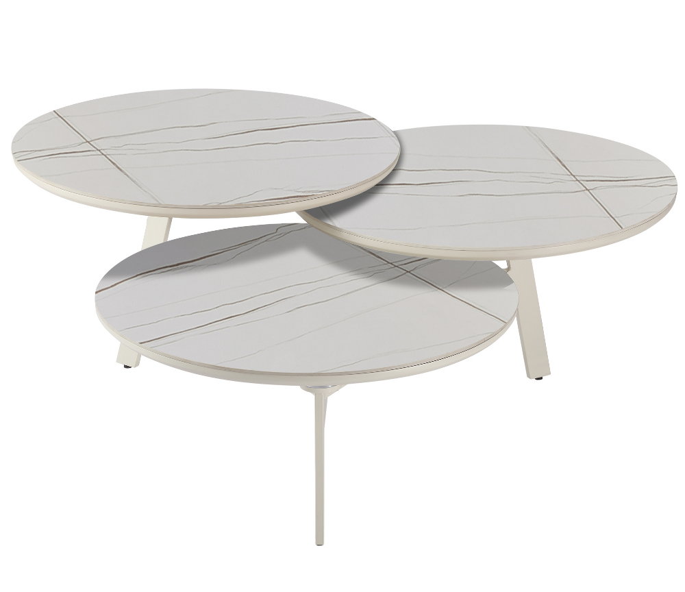 Table basse ronde céramique marbre clair design - Souffle d'intérieur 