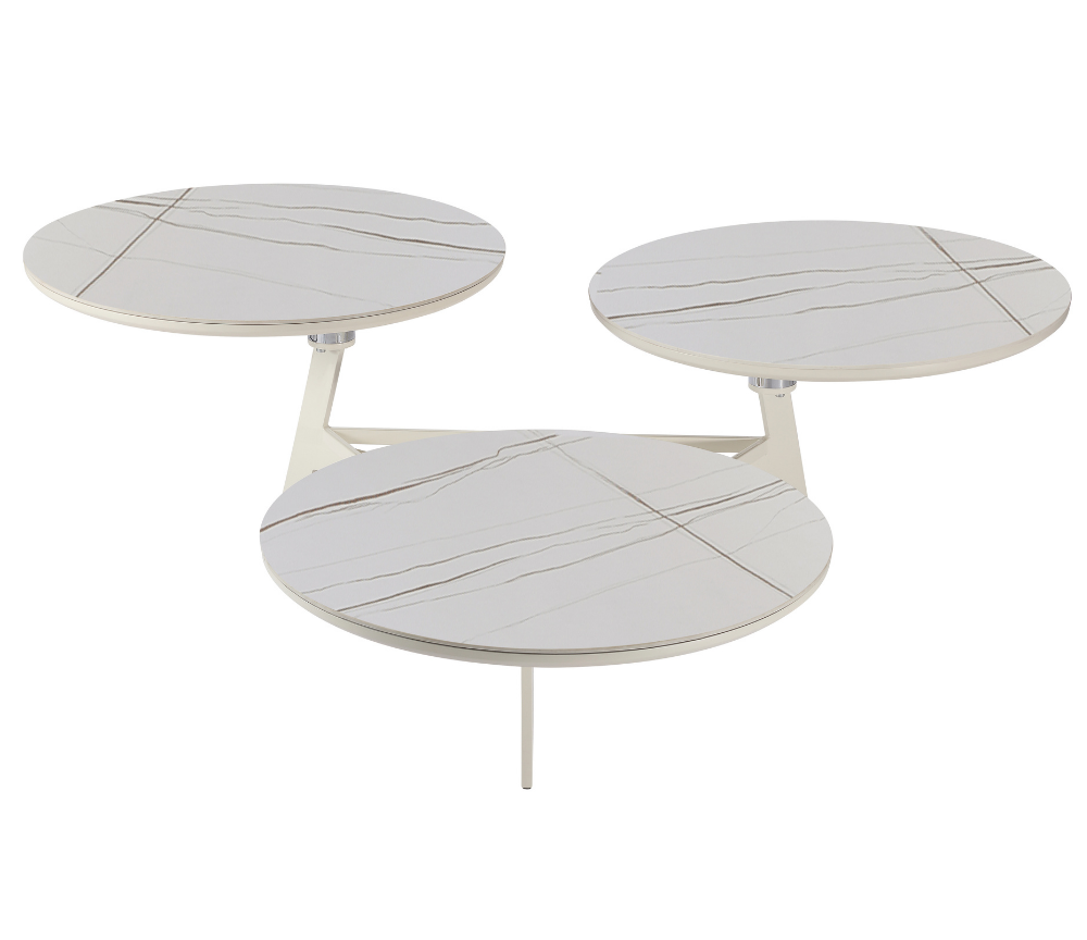 Table basse ronde céramique marbre clair design - Souffle d'intérieur 