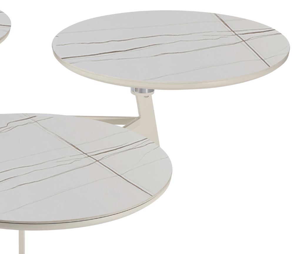Table basse ronde céramique marbre clair design - Souffle d'intérieur 