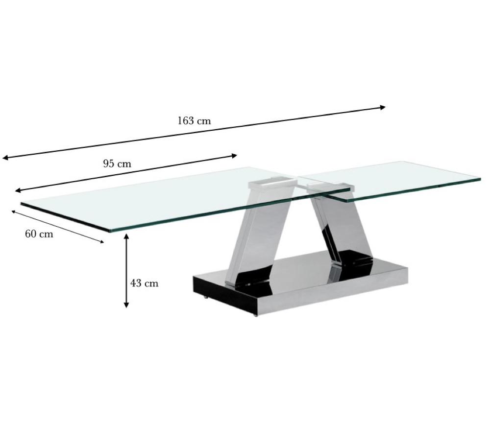 Table basse rectangulaire en verre pour salles de séjour, coins arrondis Table basse rectangulaire en verre pour salles de séjour, coins arrondis