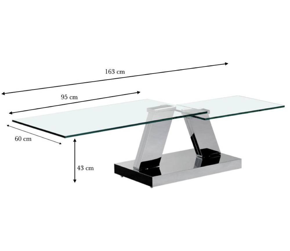 Table basse en verre rectangulaire design pivotante - Clara
