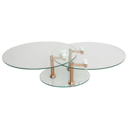 table basse en verre ovale pivotante avec 2 plateaux articulé - Souffle d'intérieur