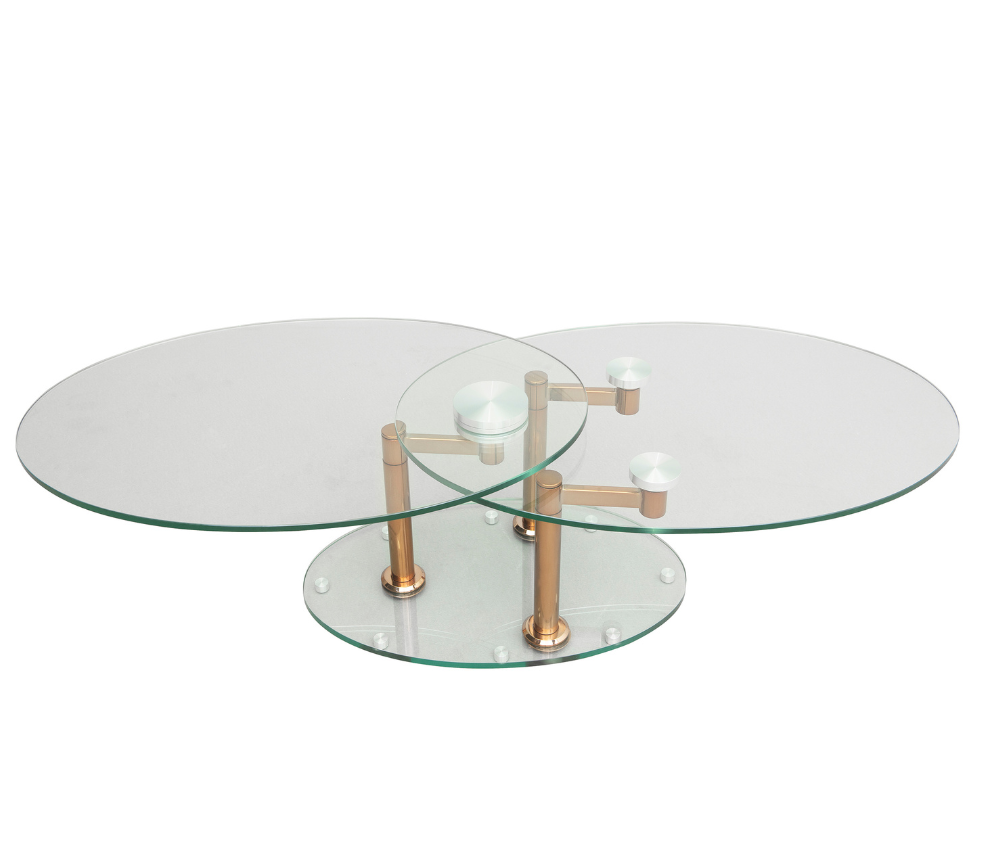 Table basse en verre moderne ovale pivotante copper - Daniela