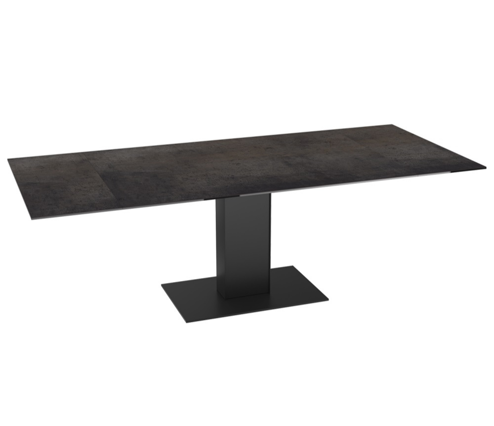 Table céramique extensible acier rouille rectangulaire - Souffle d'intérieur 