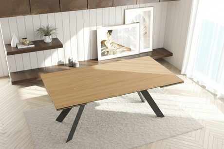 Table céramique bois chêne clair extensible de salle à manger et de cuisine - SOUFFLE D’INTÉRIEUR