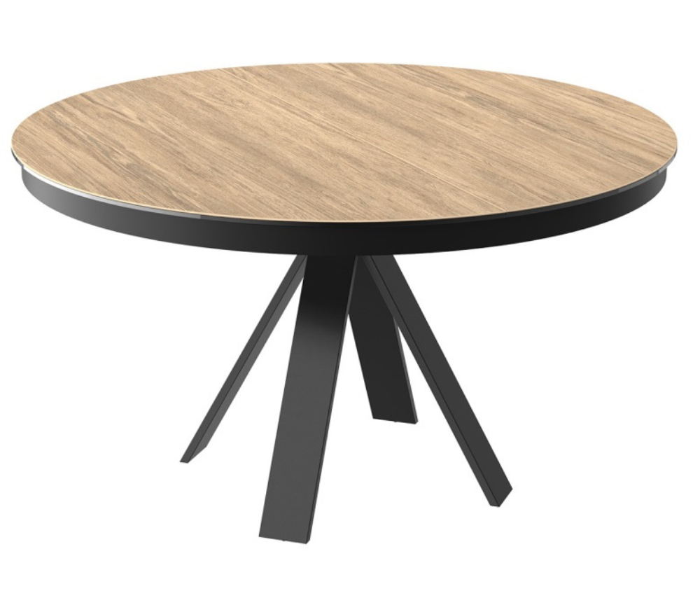 Table ronde extensible céramique effet bois chêne L 130cm - Chany