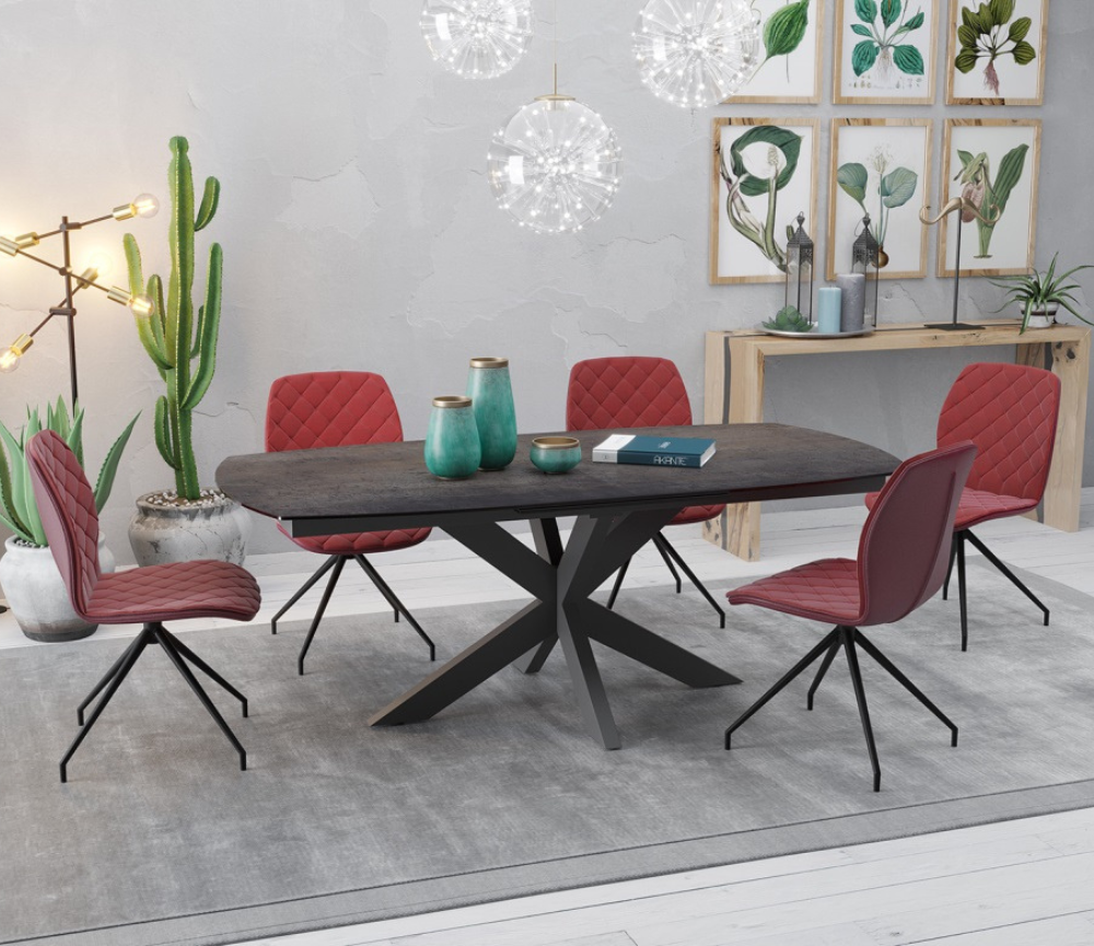 Table céramique acier extensible de salle à manger L 160cm ou L 200cm - Gustave