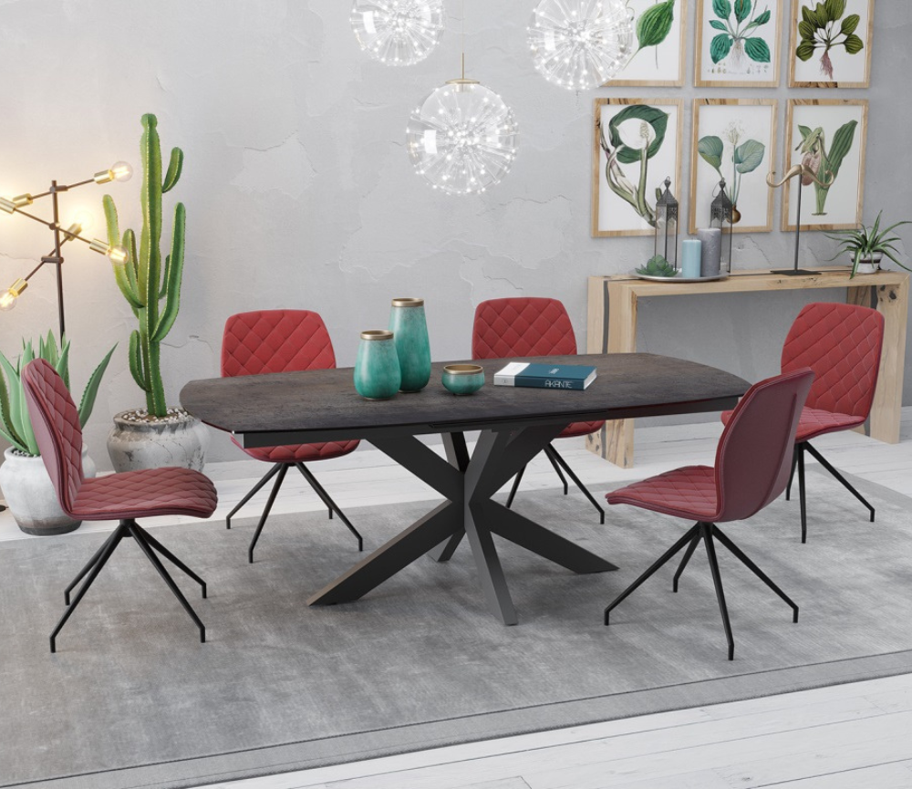 Table céramique acier extensible de salle à manger moderne 200cm - Souffle d'intérieur