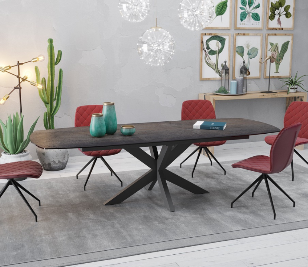 Table céramique acier extensible de salle à manger L 160cm ou L 200cm - Gustave