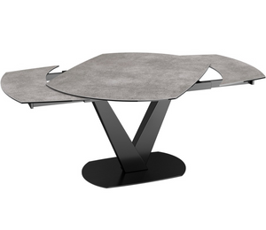 Table céramique extensible argile moderne pieds central noir - Souffle d'intérieur