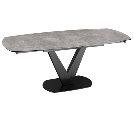Table céramique extensible argile moderne pieds central noir - Souffle d'intérieur