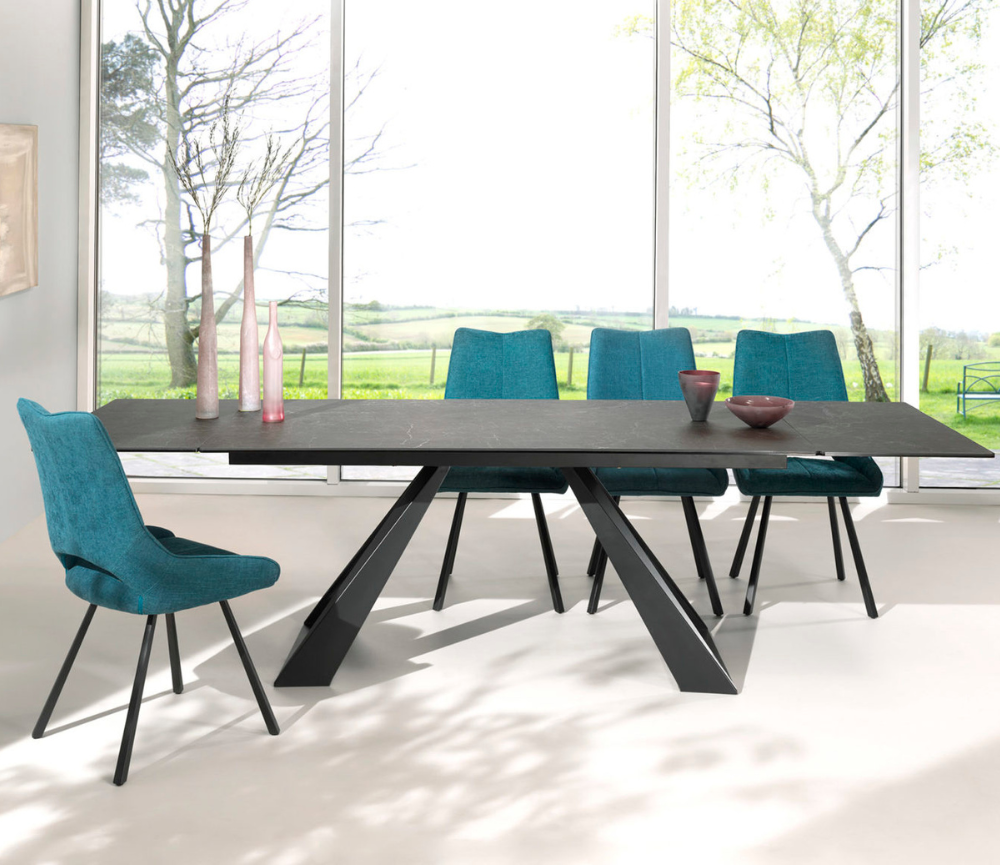 Table de repas céramique extensible marbre gris moderne 180cm - Engie