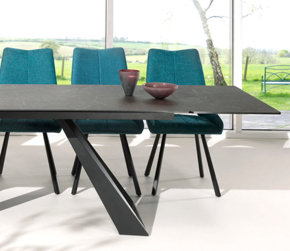 Table de repas céramique extensible marbre gris moderne 180cm - Engie